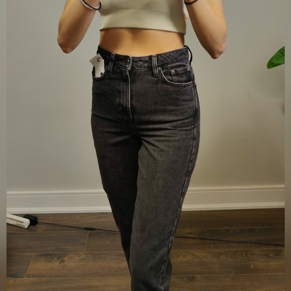 NWT Top Shop Moto Mom Jeans in washed black W26L32 - Picture 1 of 13